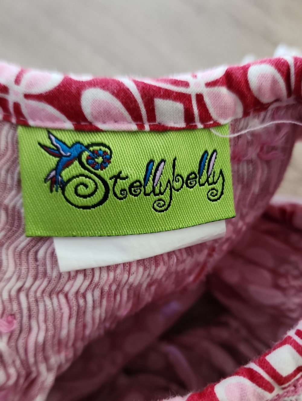 Stellybelly Baby Girl Hand Smocked Bubble Romper 18M Red Pink Floral Cotton - Picture 3 of 5